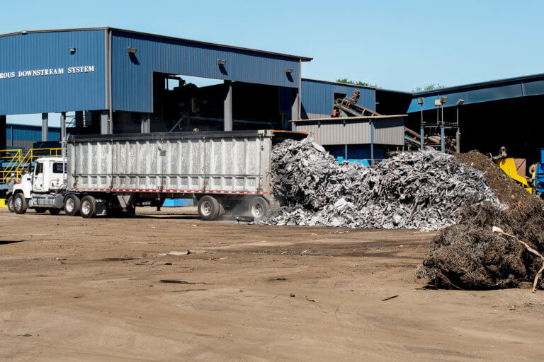 A truck load of metal to be recycled at the Upstate Shredding recycling facility