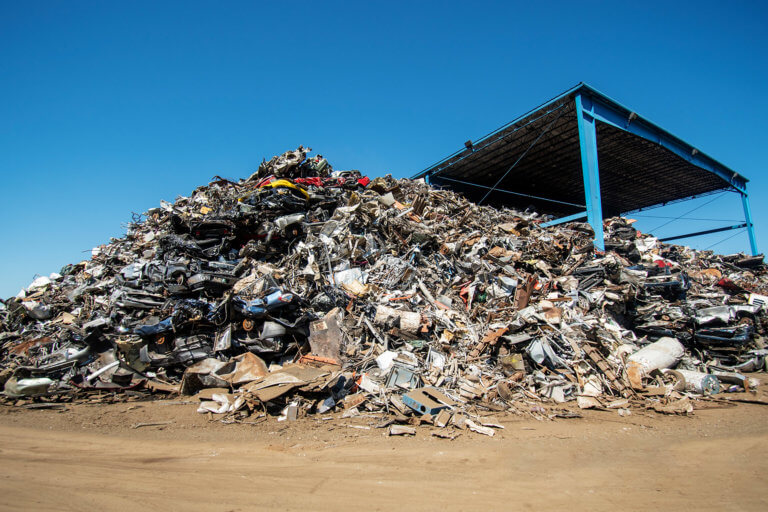 A pile of recycled metal at Upstate Shredding